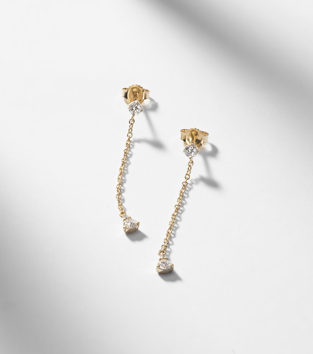 Perfect Pear 14kt gold drop earrings with diamonds | Stone and Strand