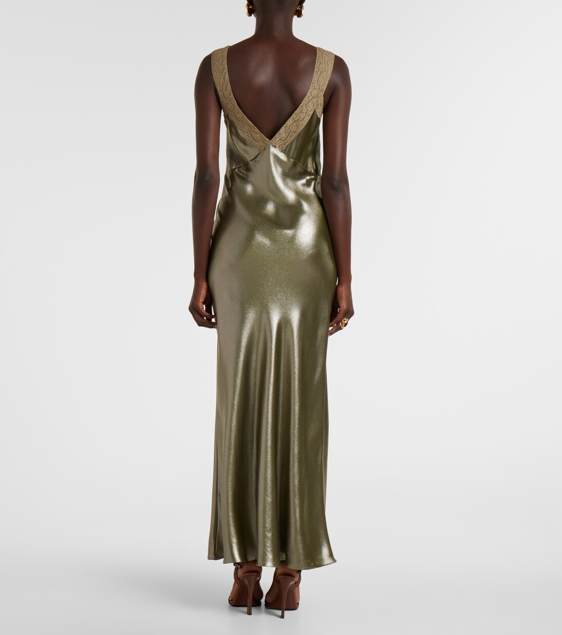 Lace-trimmed silk charmeuse slip dress | Saint Laurent