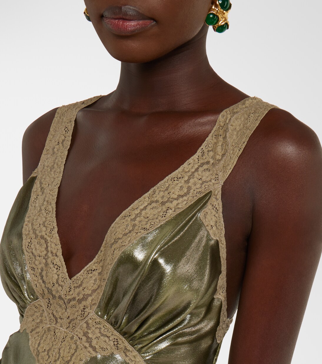 Lace-trimmed silk charmeuse slip dress | Saint Laurent