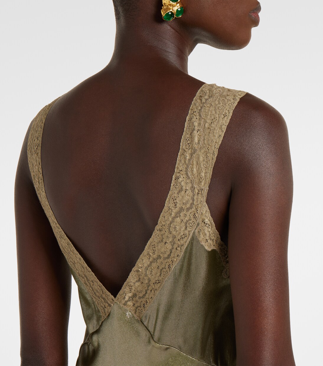 Lace-trimmed silk charmeuse slip dress | Saint Laurent