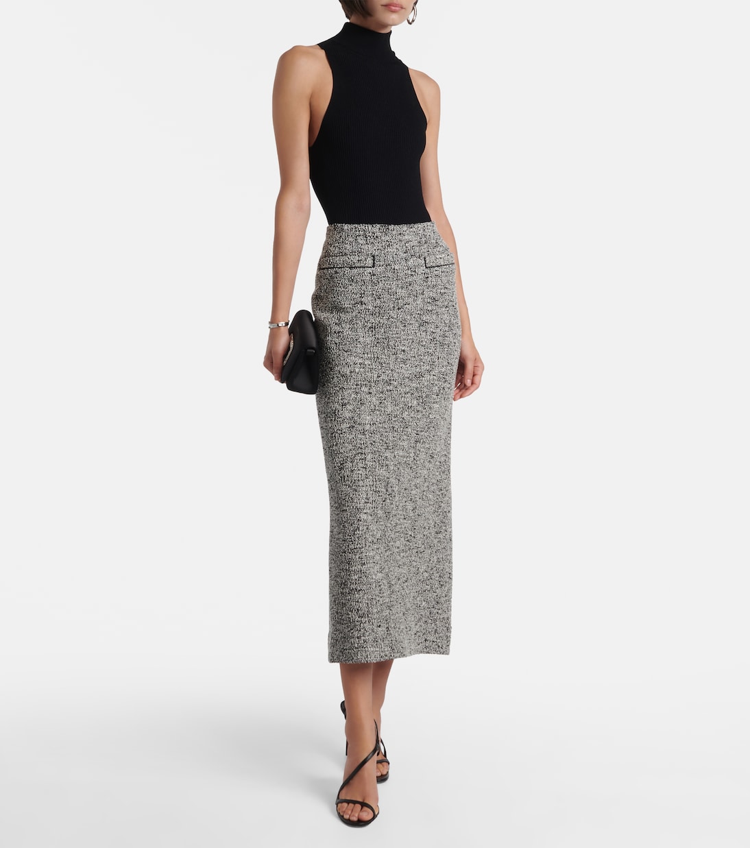 Falda tubo de bouclé en mezcla de algodón | Oscar de la Renta