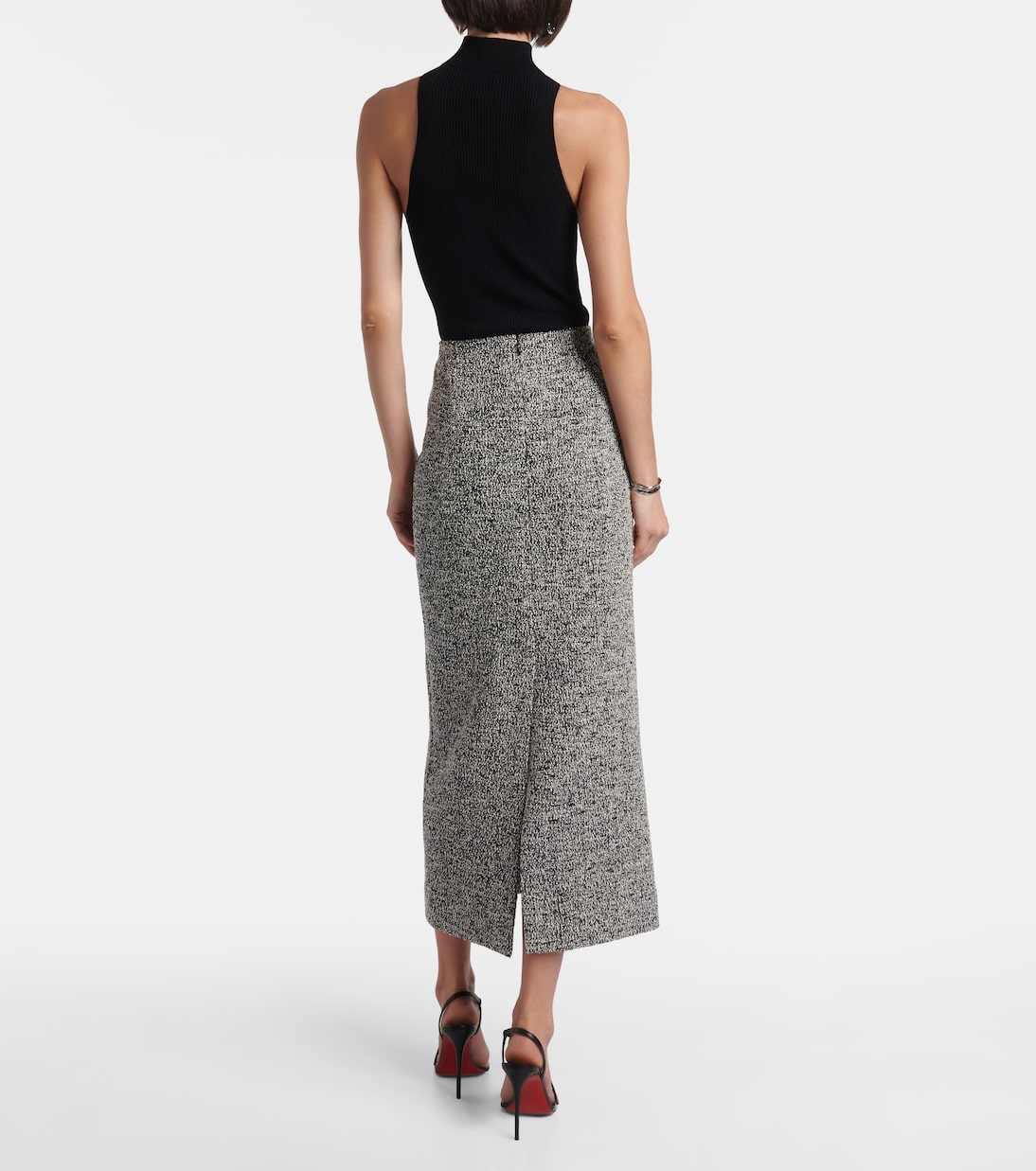 Falda tubo de bouclé en mezcla de algodón | Oscar de la Renta