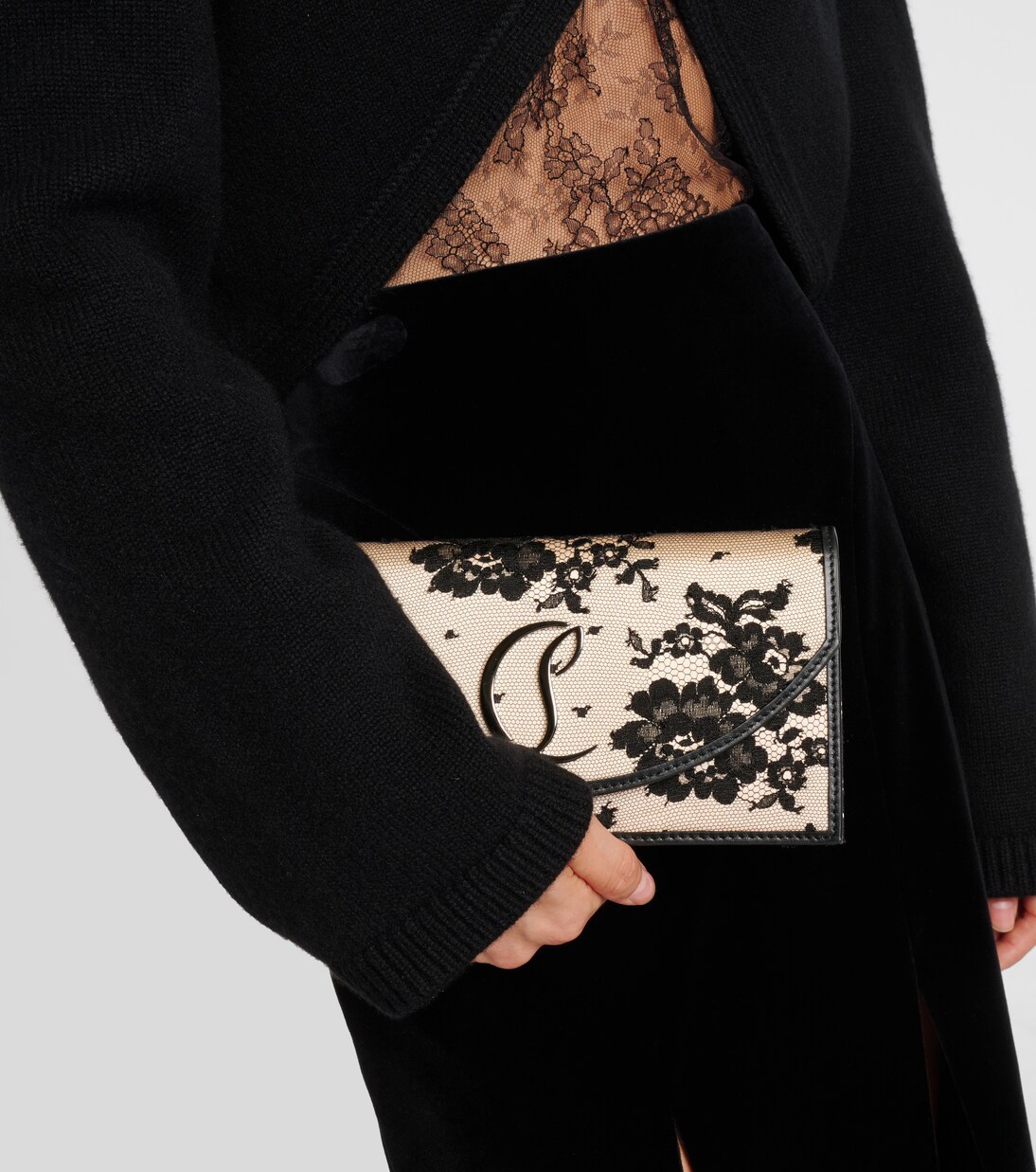 Loubi54 Small lace clutch | Christian Louboutin