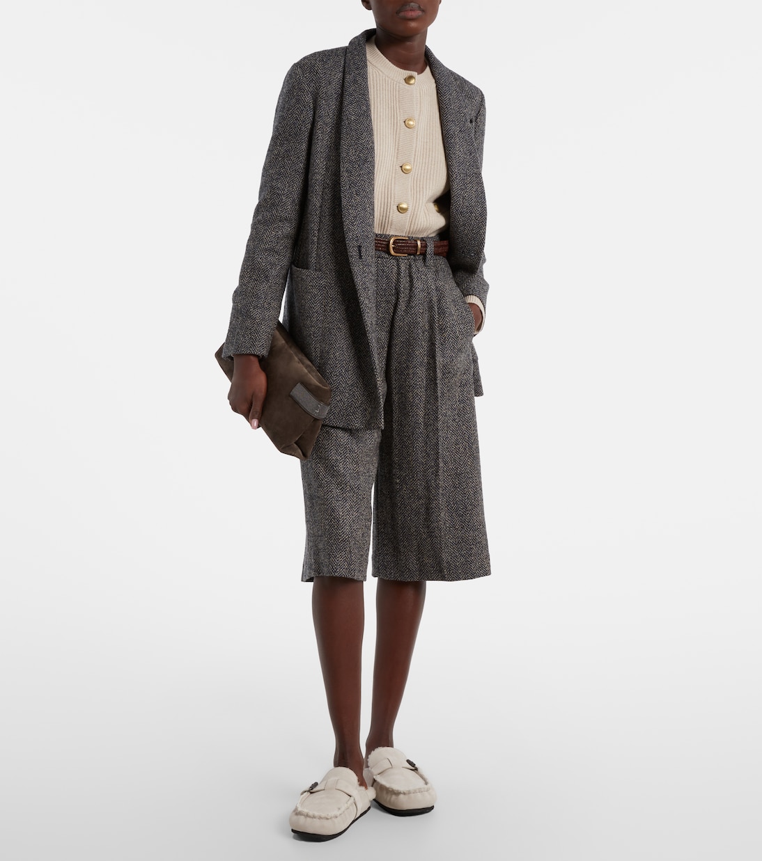 Monili shearling-lined suede mules | Brunello Cucinelli