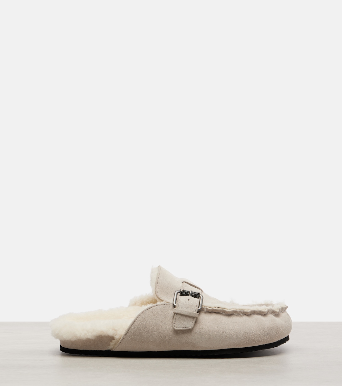 Monili shearling-lined suede mules | Brunello Cucinelli