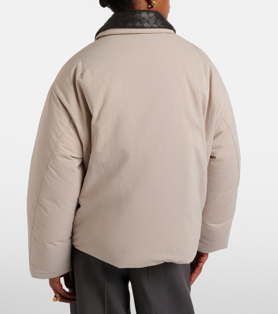 Intrecciato leather-trimmed down jacket  | Bottega Veneta
