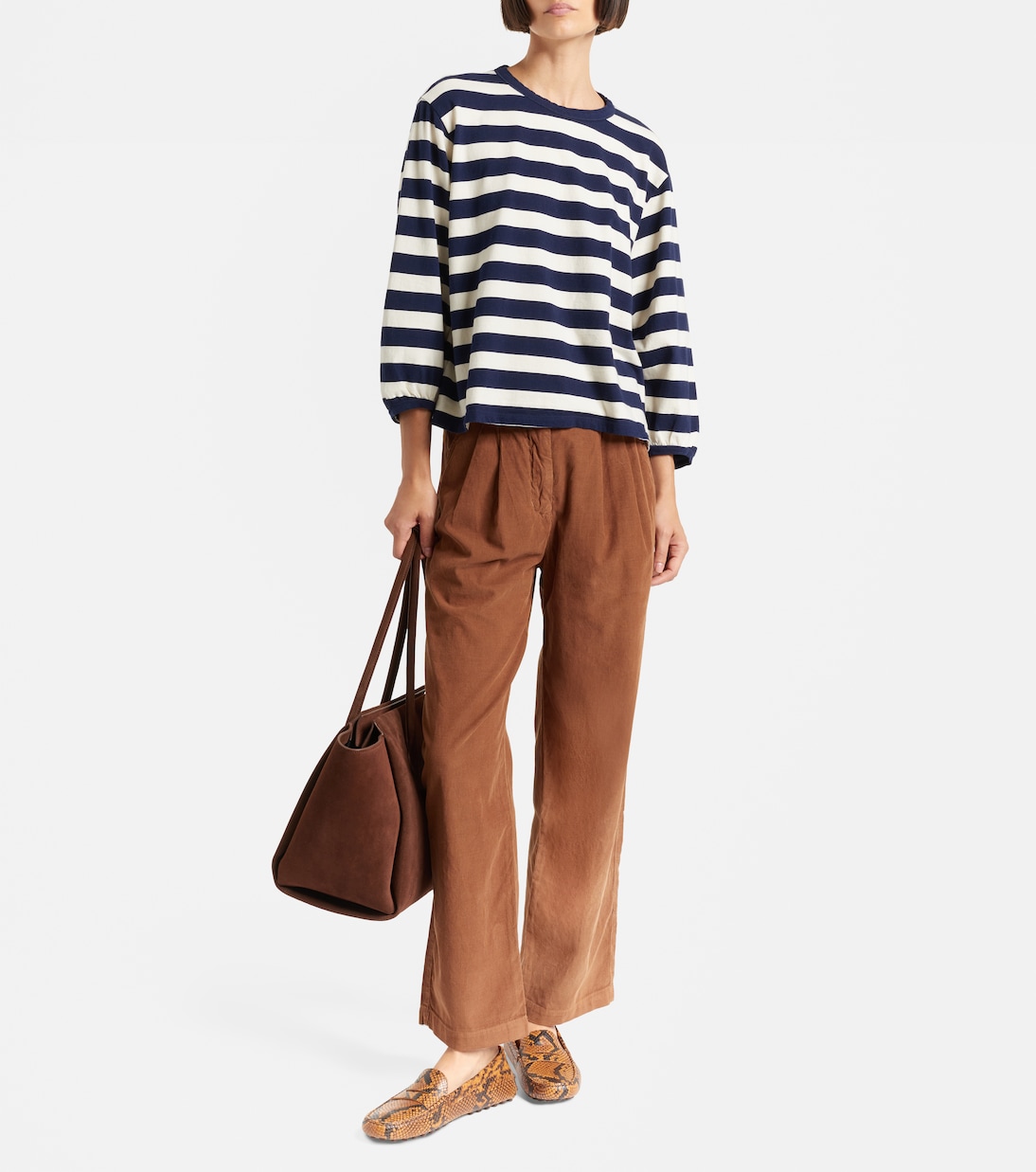 Pantalon droit Gail à taille haute en coton | Velvet