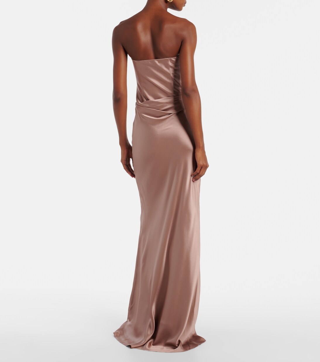 Ruched strapless silk satin corset dress | The Sei