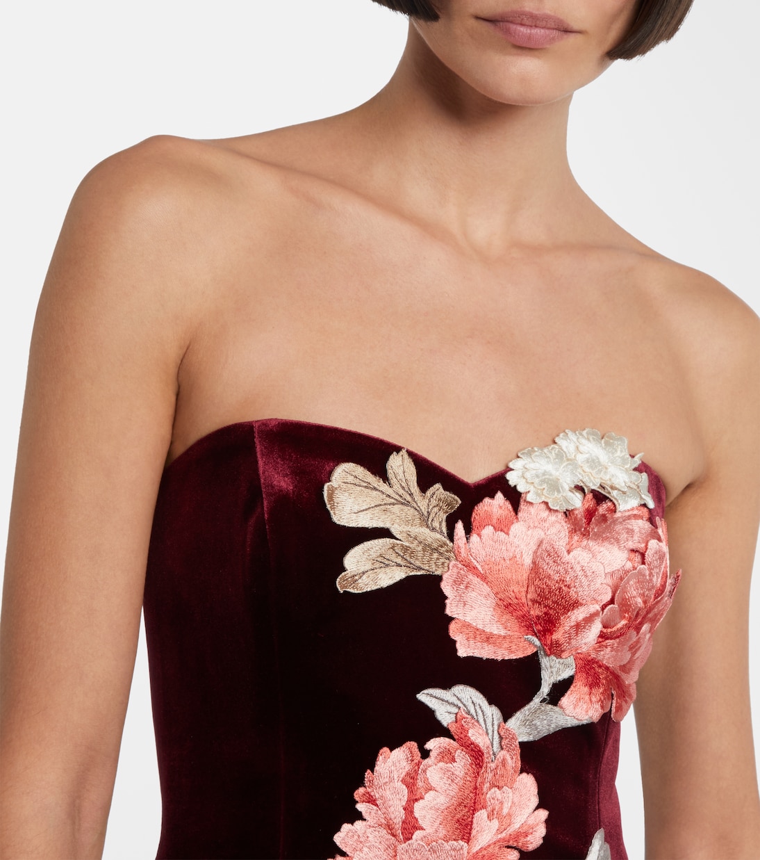 Besticktes Minikleid Rosario aus Samt | Leo Lin