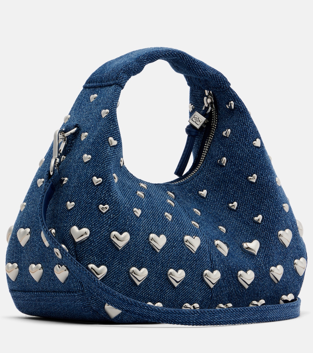 Mini studded denim top-handle bag | Ganni