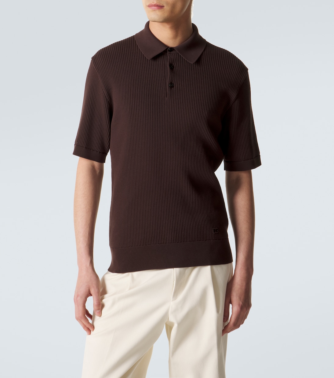 Polopullover aus Baumwoll-Rippstrick | Dolce&Gabbana