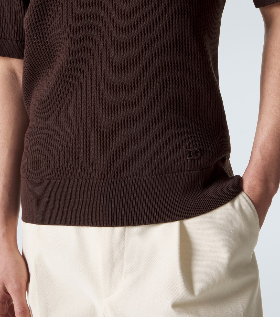 Polopullover aus Baumwoll-Rippstrick | Dolce&Gabbana