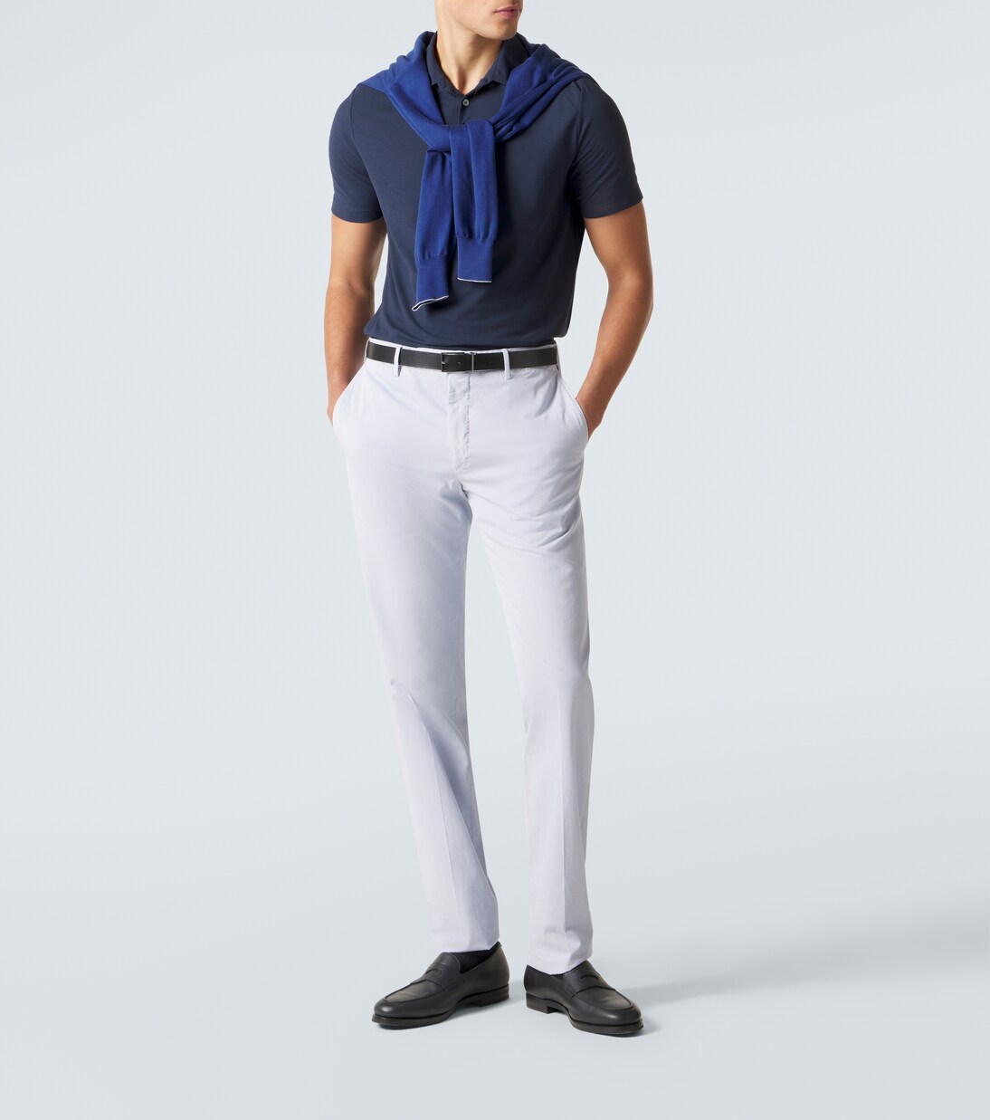 Cotton and silk slim pants | Slowear