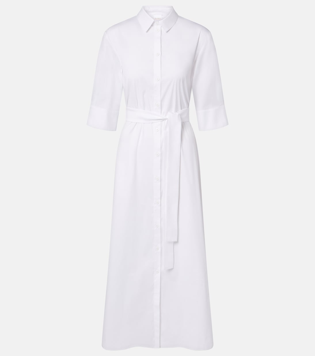 Cognac cotton-blend midi dress | Max Mara