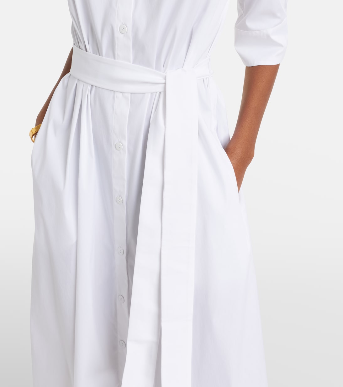 Cognac cotton-blend midi dress | Max Mara