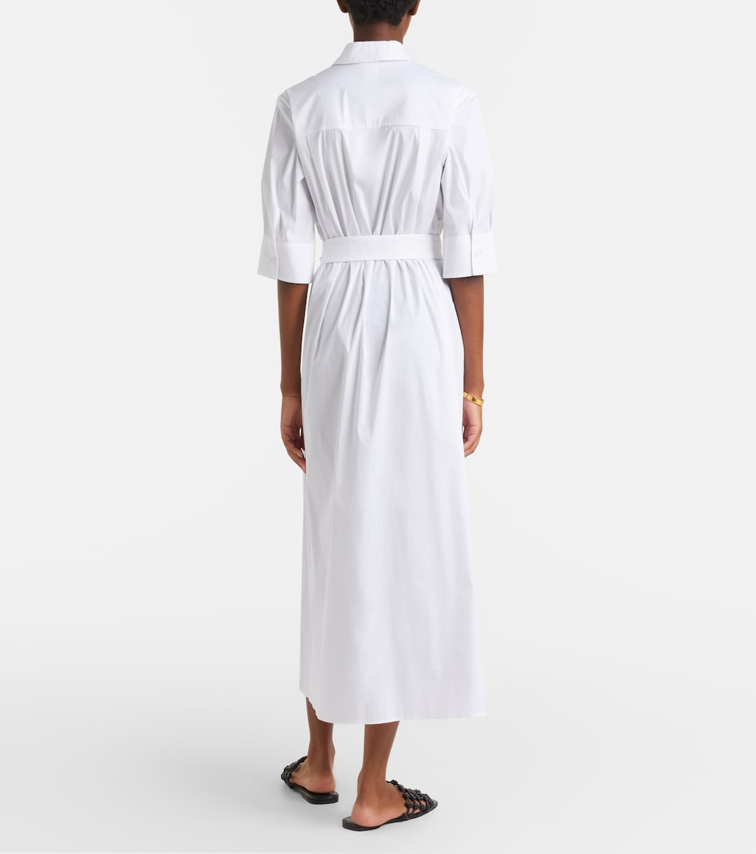 Cognac cotton-blend midi dress | Max Mara