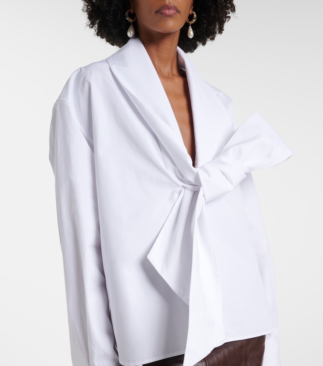 Bow-detail cotton poplin blouse | Saint Laurent