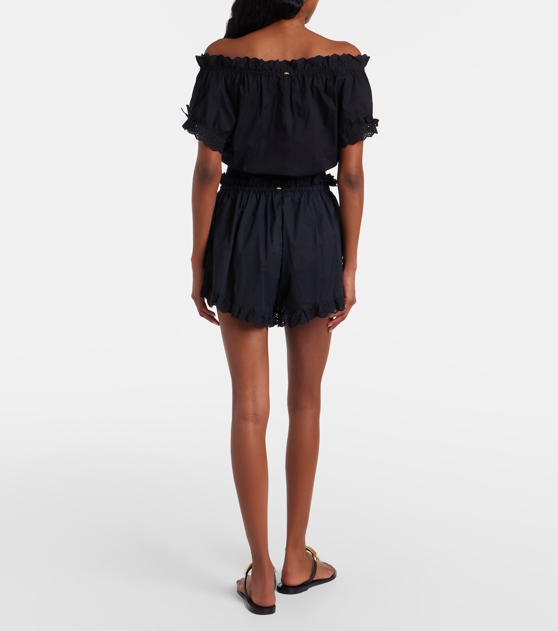 Shorts Cory de popelín de algodón con bordado inglés | Poupette St Barth