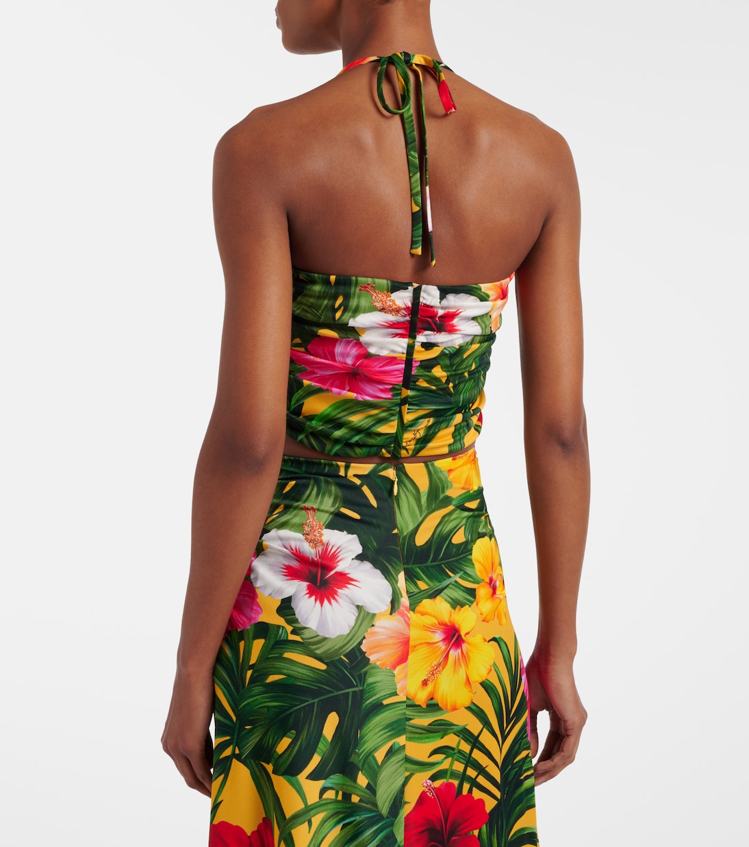 Cutout floral halterneck crop top | Dolce&Gabbana