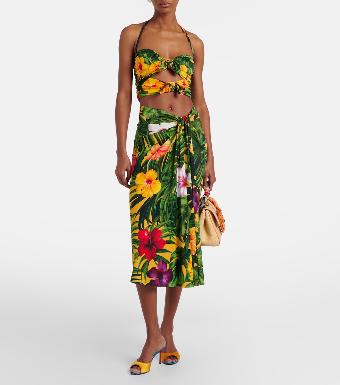 Cutout floral halterneck crop top | Dolce&Gabbana