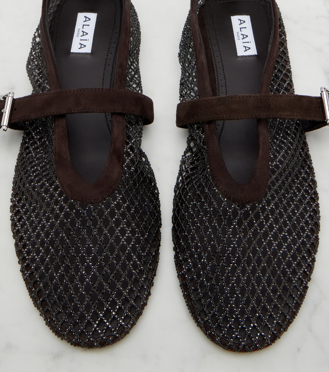 Fishnet embellished Mary Jane flats | Alaïa