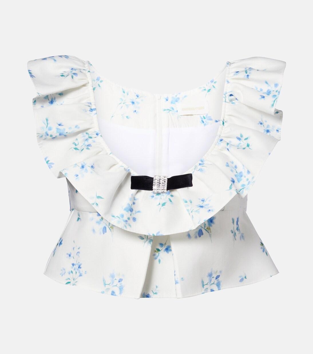 Floral ruffled cotton and silk top | Shushu/Tong