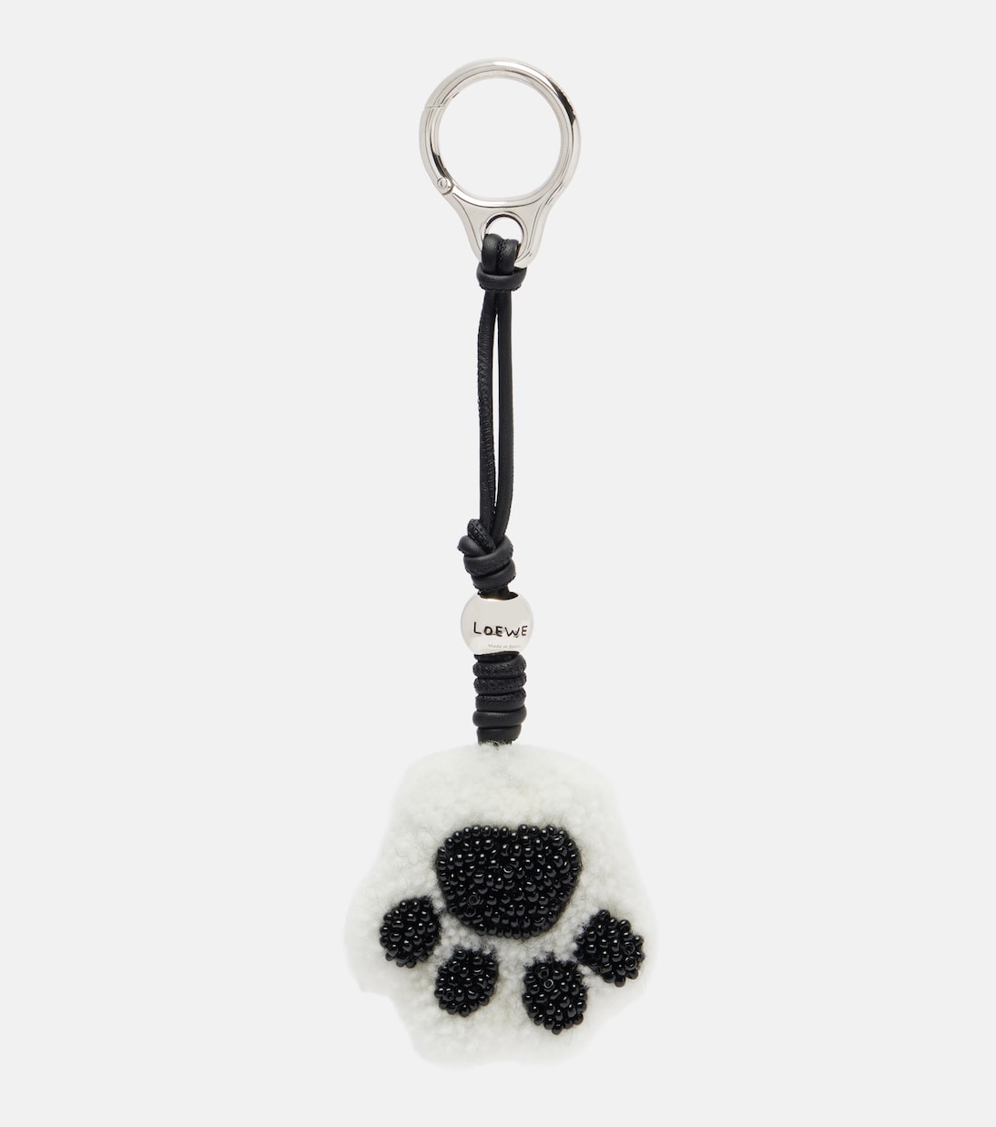 Paw shearling and leather bag charm | Loewe