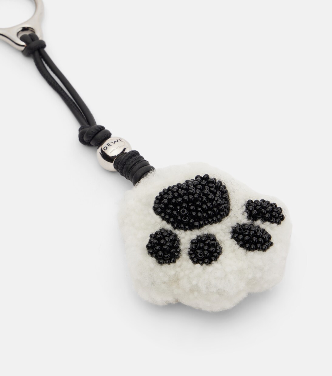Paw shearling and leather bag charm | Loewe