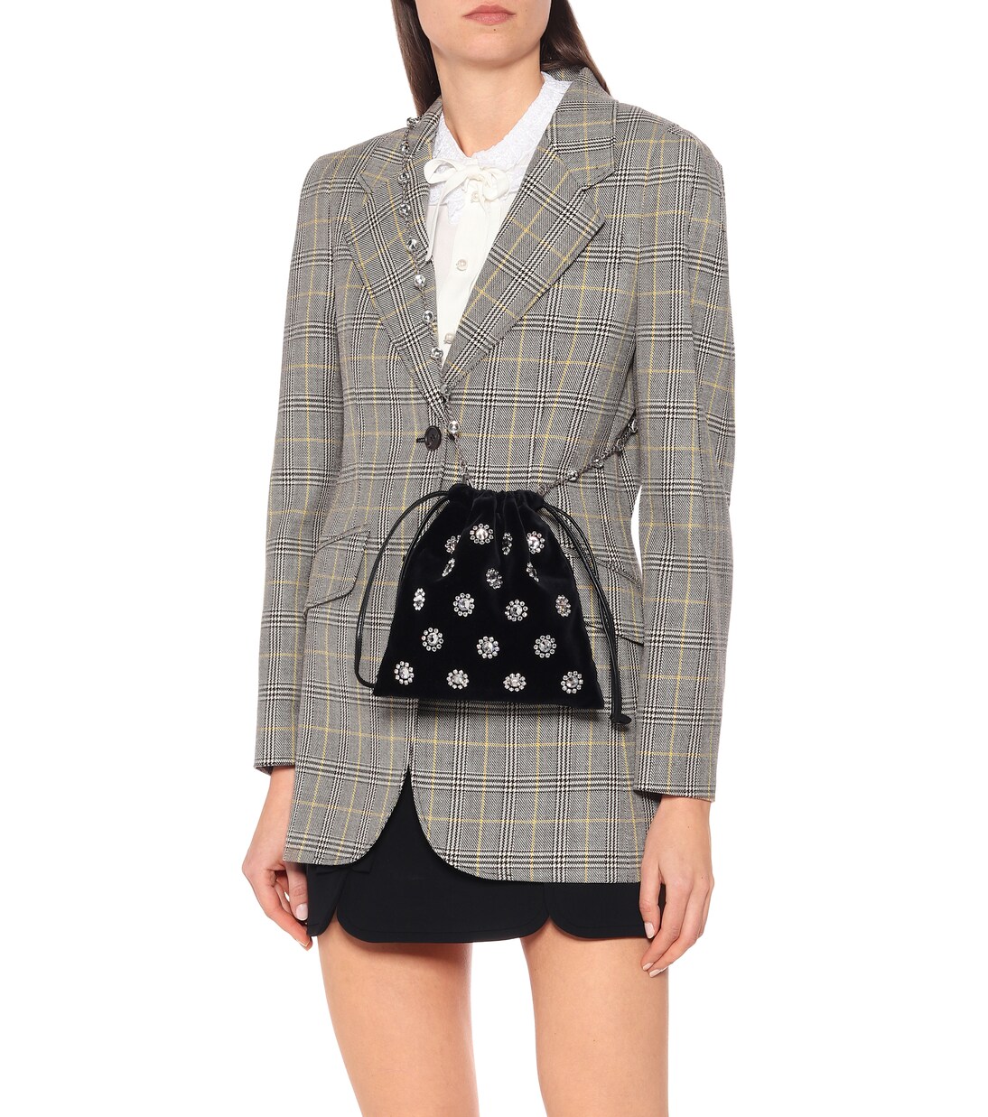 Embellished velvet drawstring pouch | Miu Miu