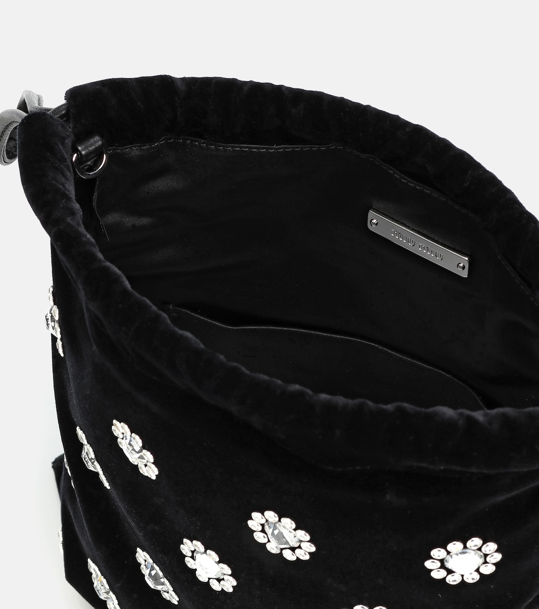 Embellished velvet drawstring pouch | Miu Miu