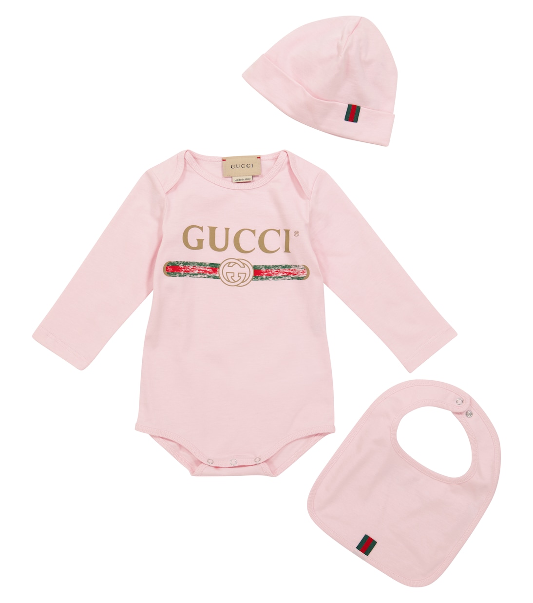 Bébé – Set bavoir, body et bonnet en coton à logo | Gucci Kids