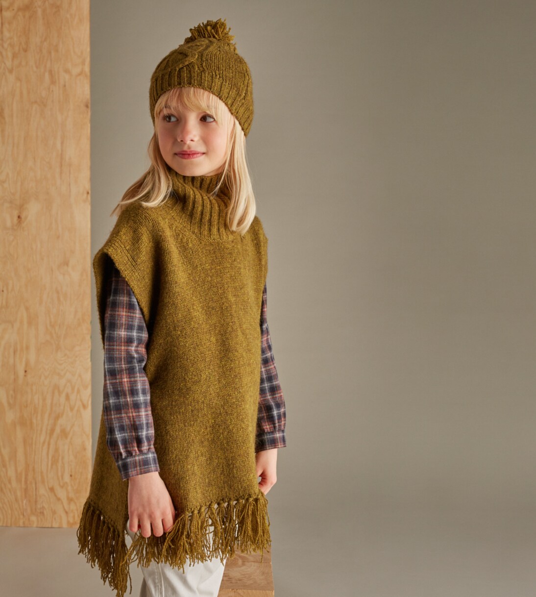 Talie sleeveless wool poncho | Bonpoint