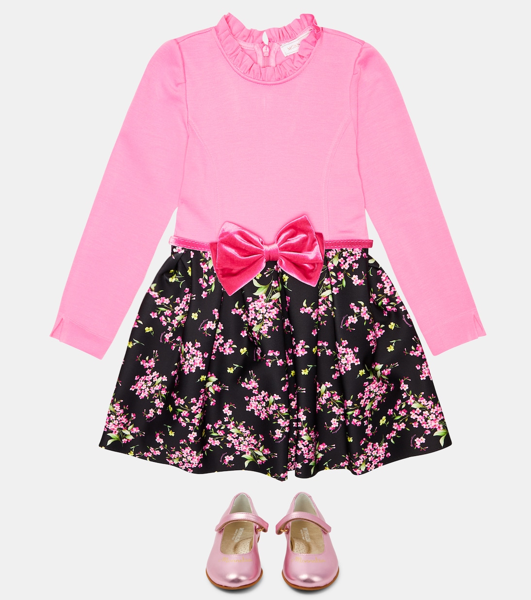 Floral ruffle-trimmed dress | Monnalisa