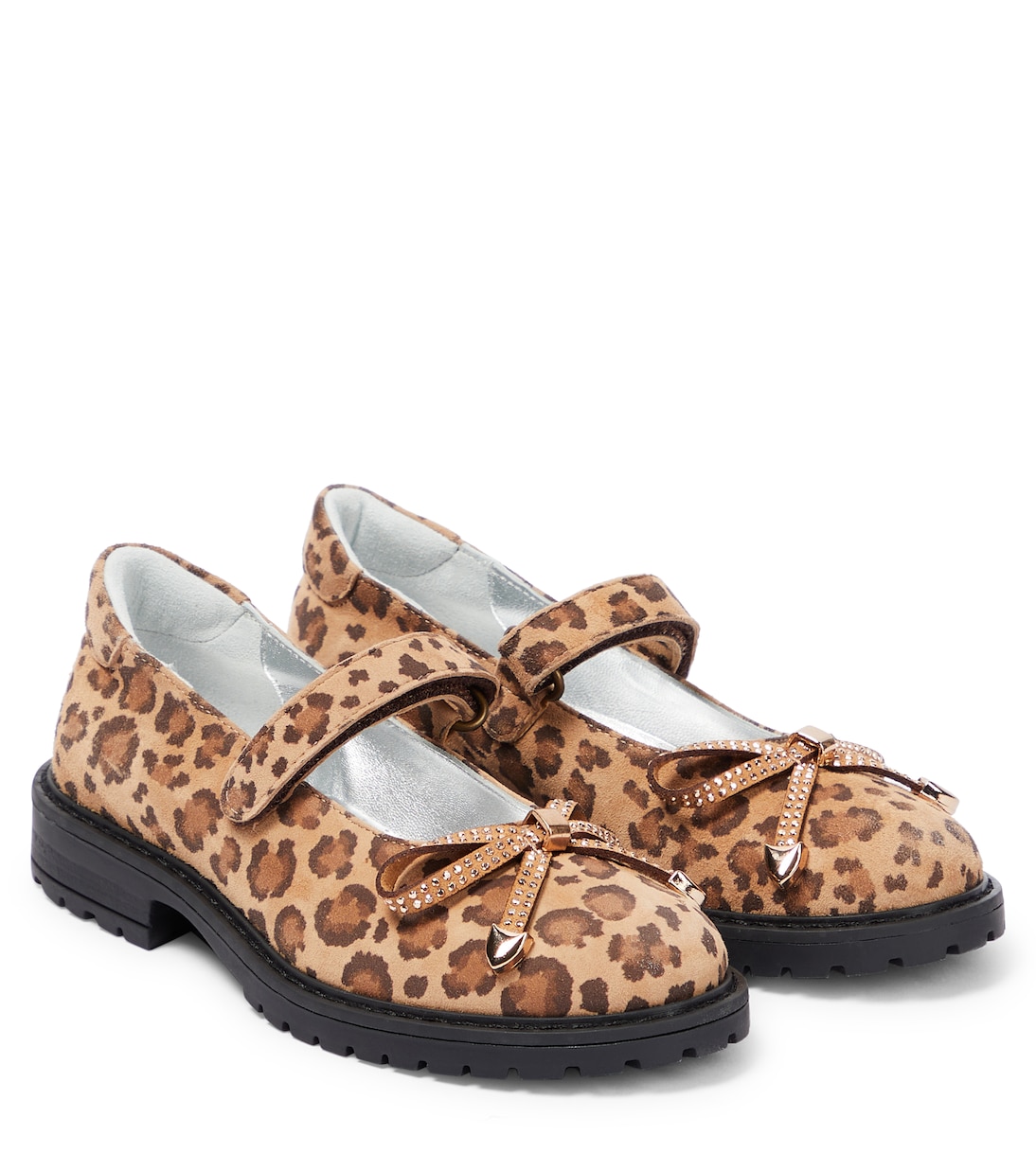 Leopard-print leather ballet flats | Monnalisa