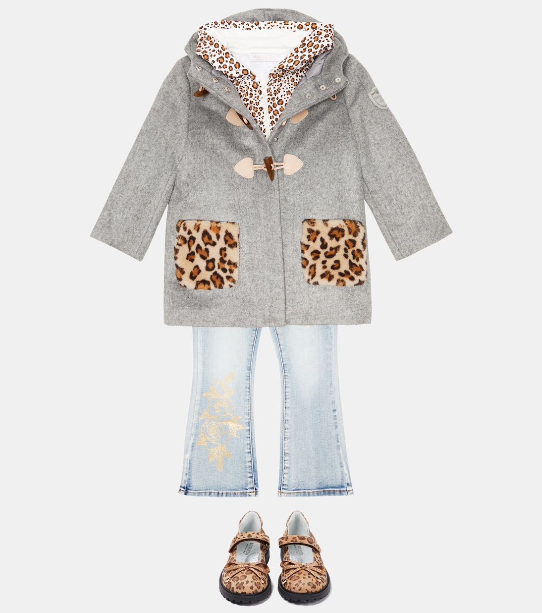 Leopard-print leather ballet flats | Monnalisa