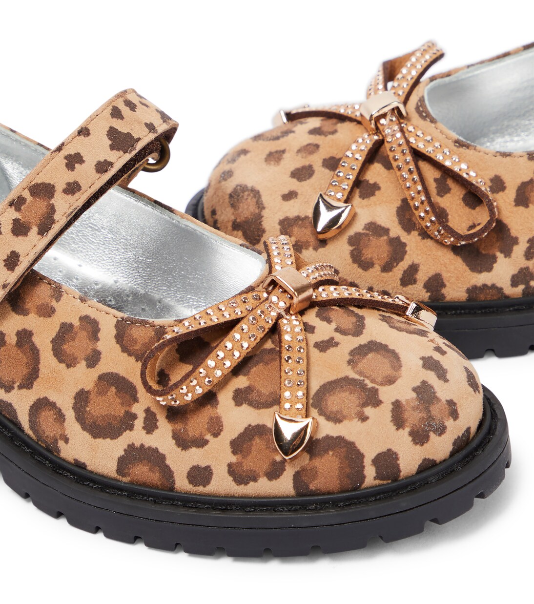 Leopard-print leather ballet flats | Monnalisa