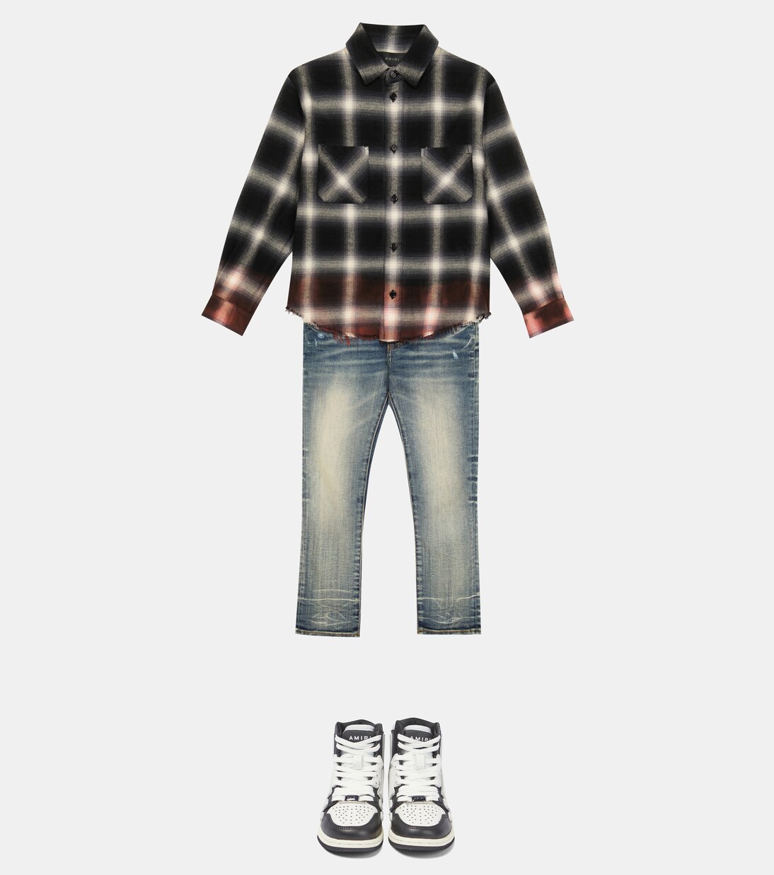 Degradé checked cotton shirt | Amiri Kids