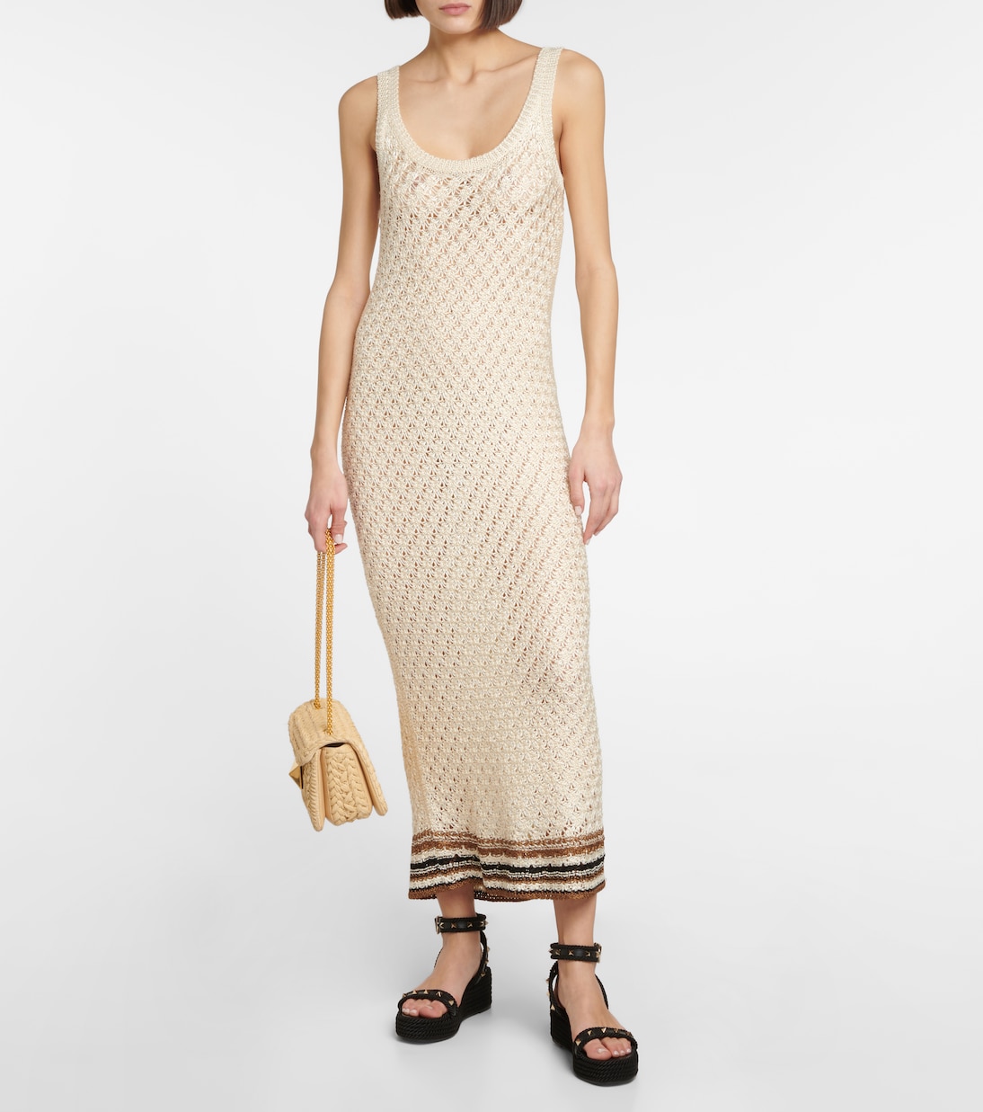 Rockstud leather espadrille wedges | Valentino Garavani