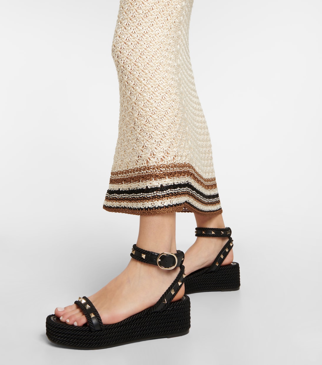Rockstud leather espadrille wedges | Valentino Garavani