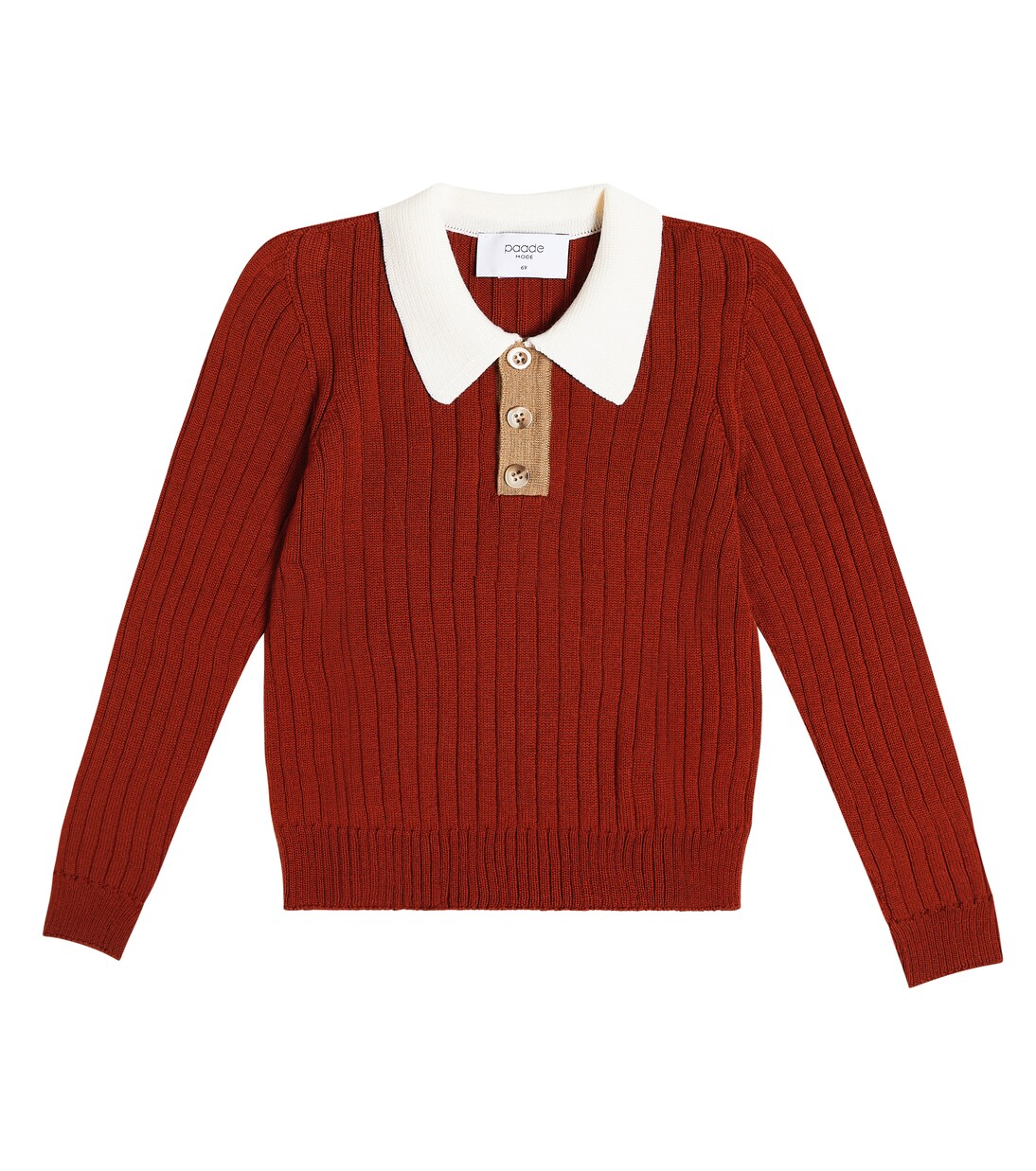 Ribbed-knit wool-blend polo top | Paade Mode