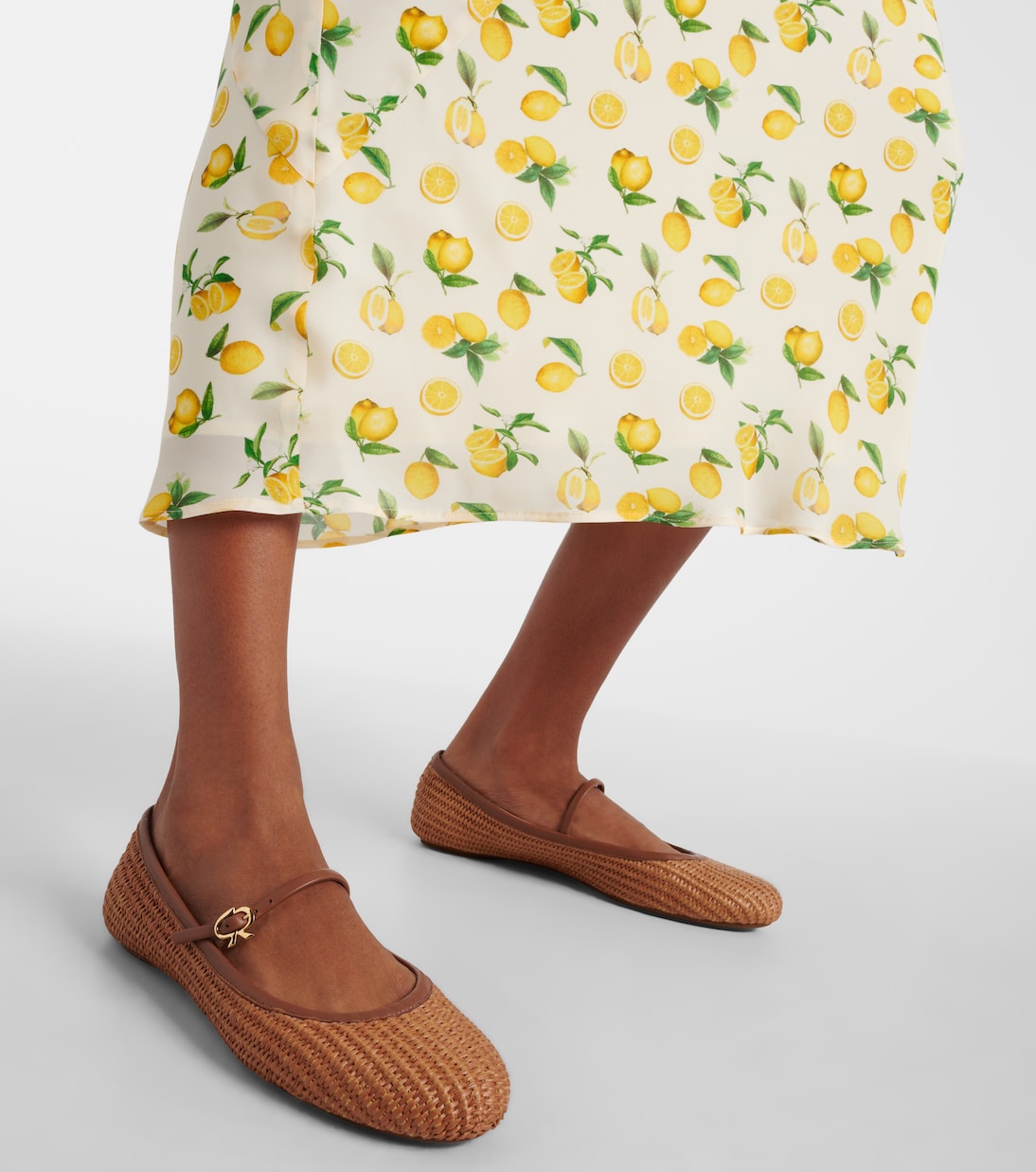 Carla raffia and leather ballet flats | Gianvito Rossi