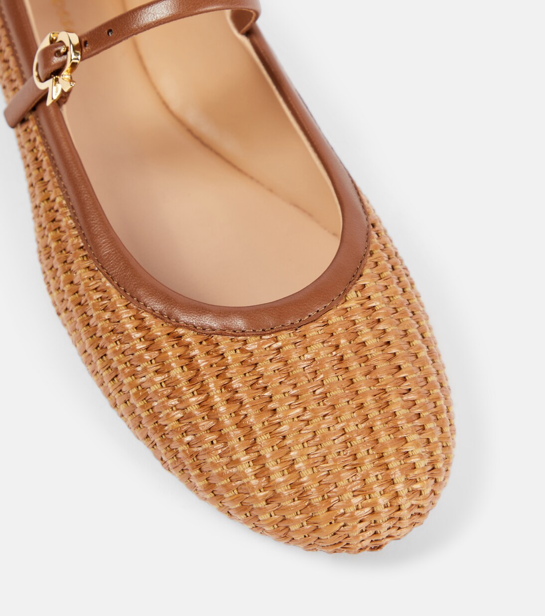 Carla raffia and leather ballet flats | Gianvito Rossi