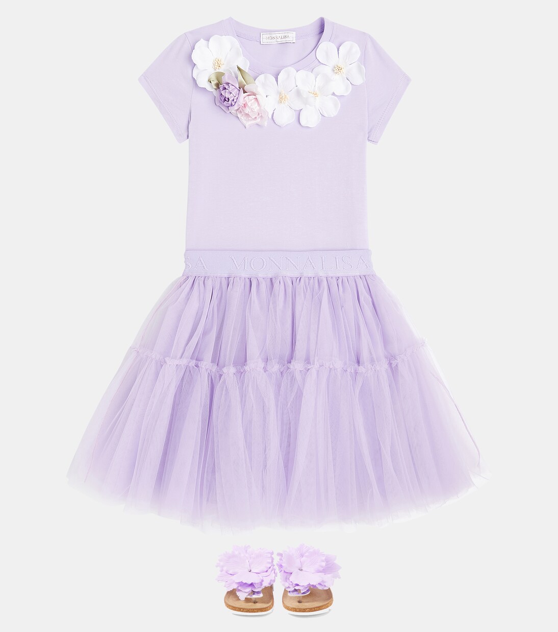 Floral-appliqué sandals | Monnalisa