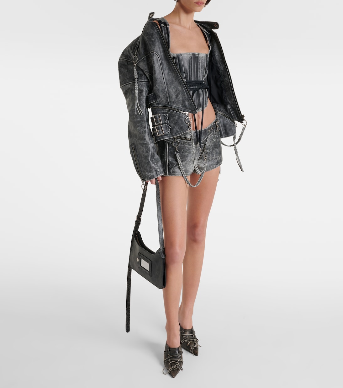 Bustier-Top Nihil Moto aus Leder | KNWLS