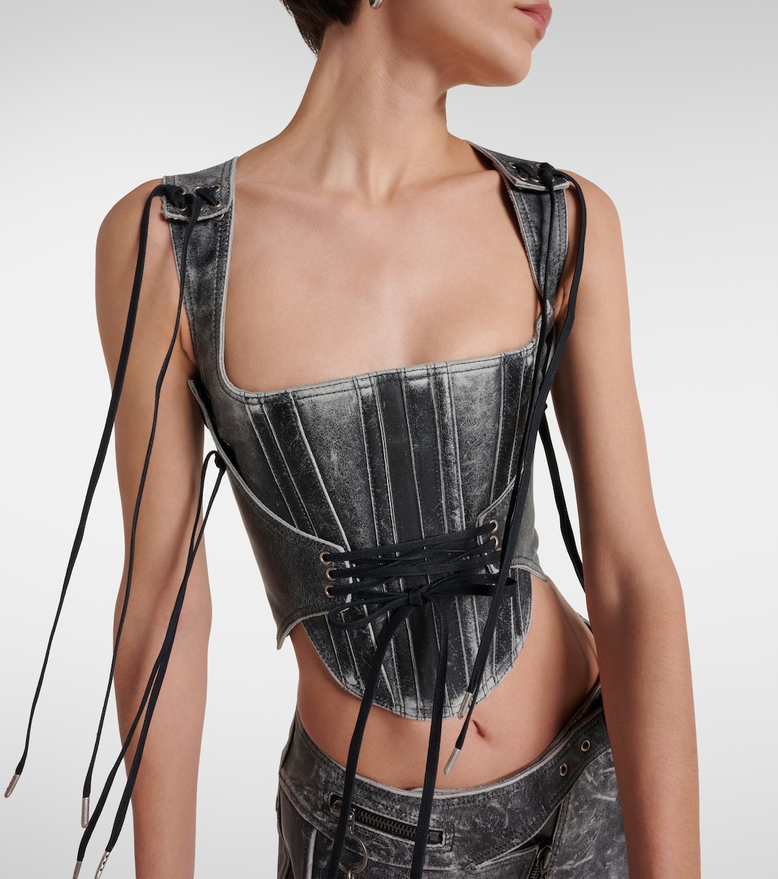 Bustier-Top Nihil Moto aus Leder | KNWLS
