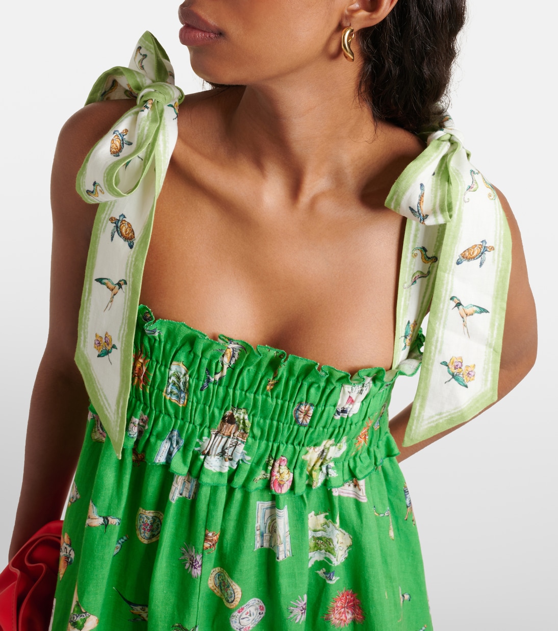 Robe midi imprimée en lin | Alémais