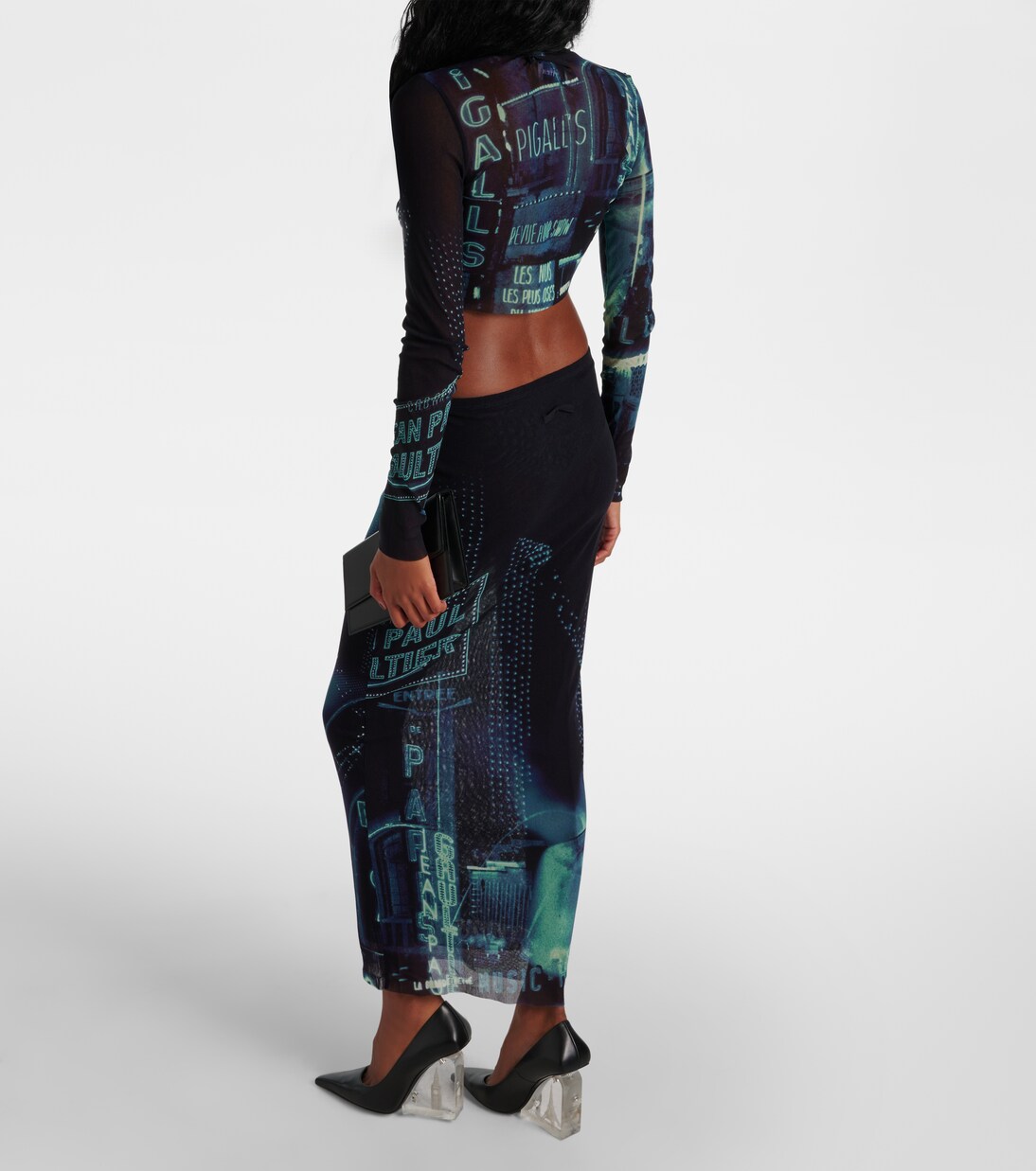 Printed mesh midi skirt | Jean Paul Gaultier