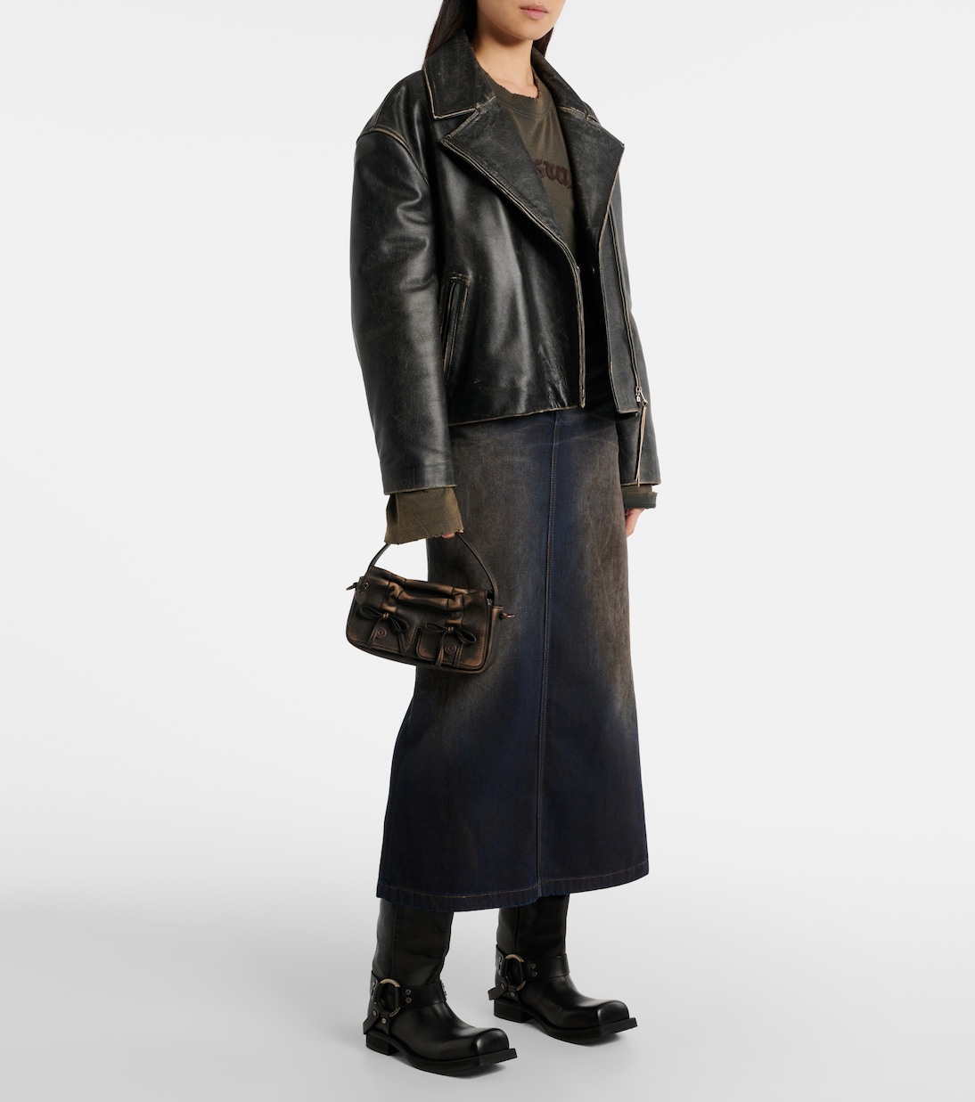 Micro bow-detail leather shoulder bag | Acne Studios