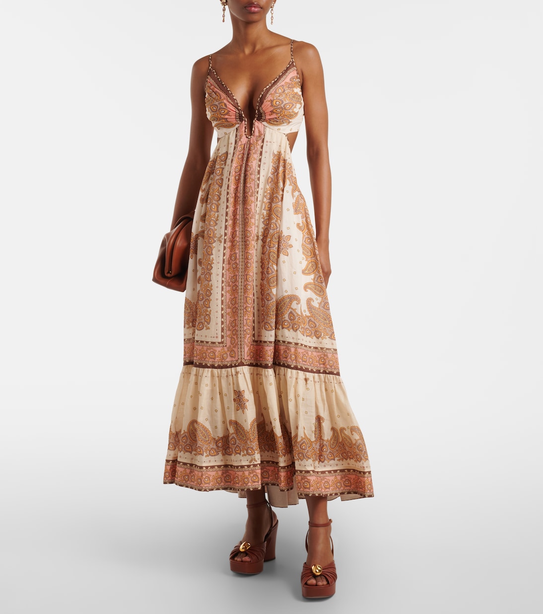 Abito midi Maxine in ramia con stampa paisley | Zimmermann