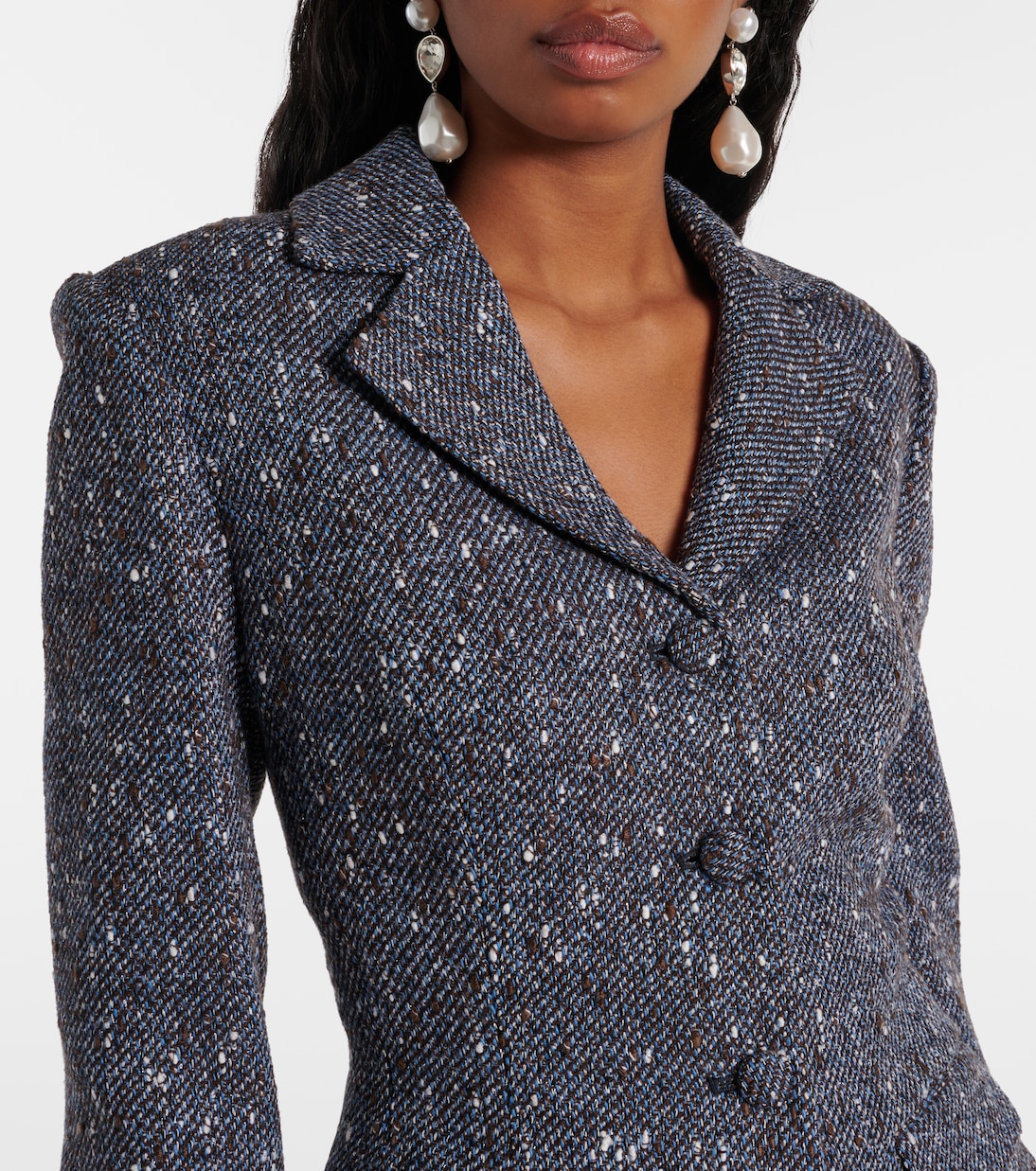 Bouclé and crêpe midi dress | Self-Portrait